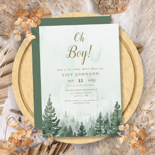 Invitación Oh Boy Pine Tree Forest Baby Shower