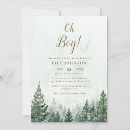 Invitación Oh Boy Pine Tree Forest Baby Shower