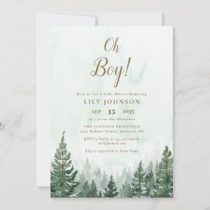 Invitación Oh Boy Pine Tree Forest Baby Shower