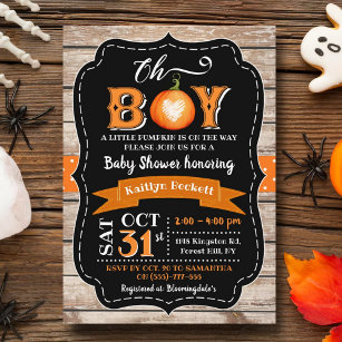 Invitación "Oh Boy" Pumpkin Baby Shower