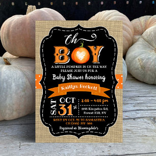 Invitación "Oh Boy" Pumpkin Baby Shower