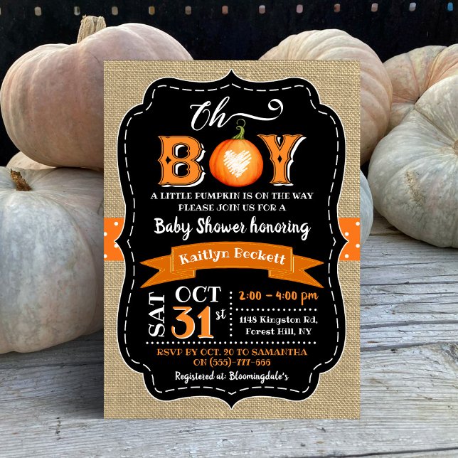 Invitación "Oh Boy" Pumpkin Baby Shower (Subido por el creador)