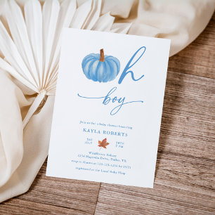Invitación Oh Boy Pumpkin Modern Fall Baby Shower