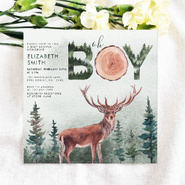 Invitación Oh Boy Rustic Deer Boy Baby Shower