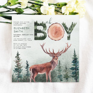 Invitación Oh Boy Rustic Deer Boy Baby Shower