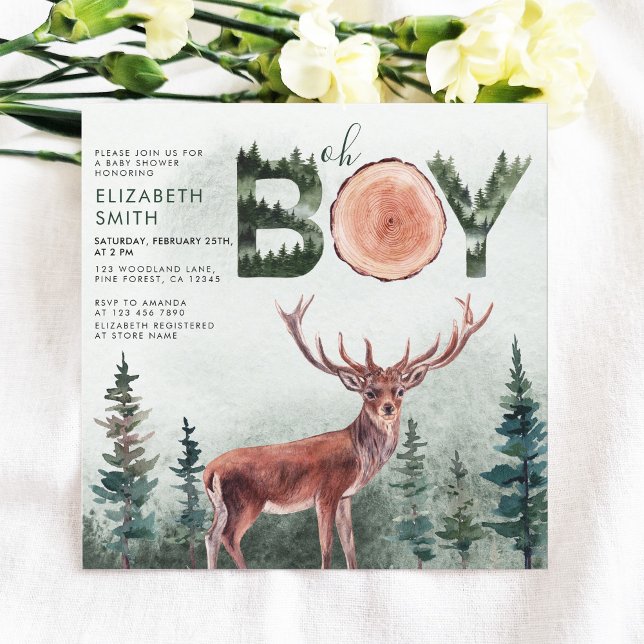 Invitación Oh Boy Rustic Deer Boy Baby Shower (Subido por el creador)