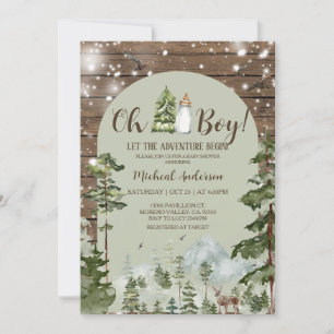 Invitación Oh Boy Rustic Wood Adventure Navidades Baby Shower