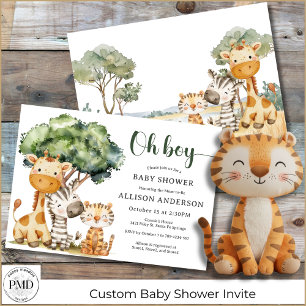 Invitación Oh Boy Safari Animal Baby Shower