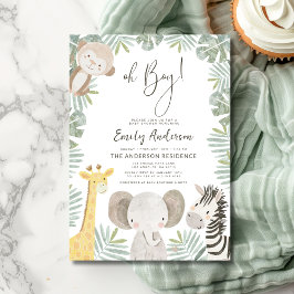 Invitación Oh Boy Safari Animal Boy's Baby Shower