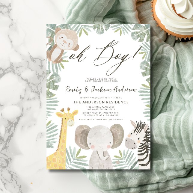 Invitación Oh Boy Safari Animal Boy's Baby Shower (Subido por el creador)
