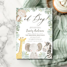 Invitación Oh Boy Safari Animal Boy's Baby Shower
