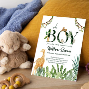 Invitación Oh Boy Safari Animal Jungle GreenerenBaby Shower