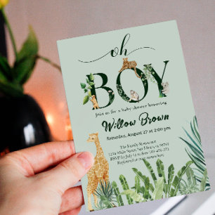 Invitación Oh Boy Safari Animal Jungle GreenerenBaby Shower