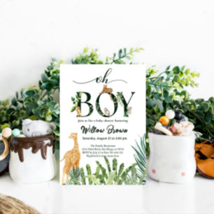 Invitación Oh Boy Safari Animal Jungle GreenerenBaby Shower