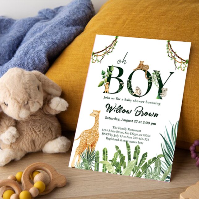 Invitación Oh Boy Safari Animal Jungle GreenerenBaby Shower (Subido por el creador)