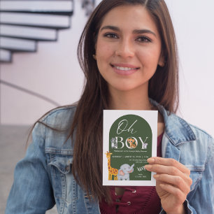 Invitación Oh Boy Safari Animals Baby Shower