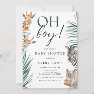 Invitación Oh Boy Safari Animals Baby Shower