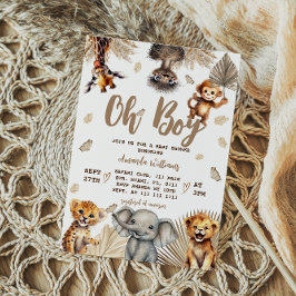 Invitación Oh Boy Safari Animals Boho Baby Shower