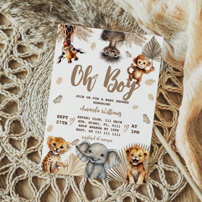 Invitación Oh Boy Safari Animals Boho Baby Shower (Subido por el creador)