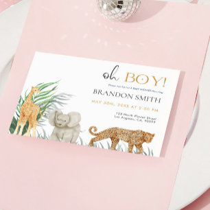 Invitación Oh Boy Safari Animals Jungle Baby Shower