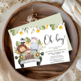 Invitación Oh Boy Safari jungla animales niños ducha bebé