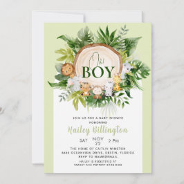 Invitación Oh Boy Safari Jungle Animals Baby Shower