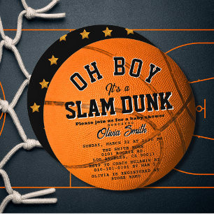Invitación Oh Boy Slam Dunk Baloncesto Niño Baby Shower Círcu