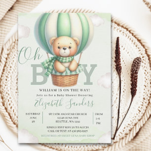 Invitación Oh Boy,  Teddy Bear Baby Shower Boy