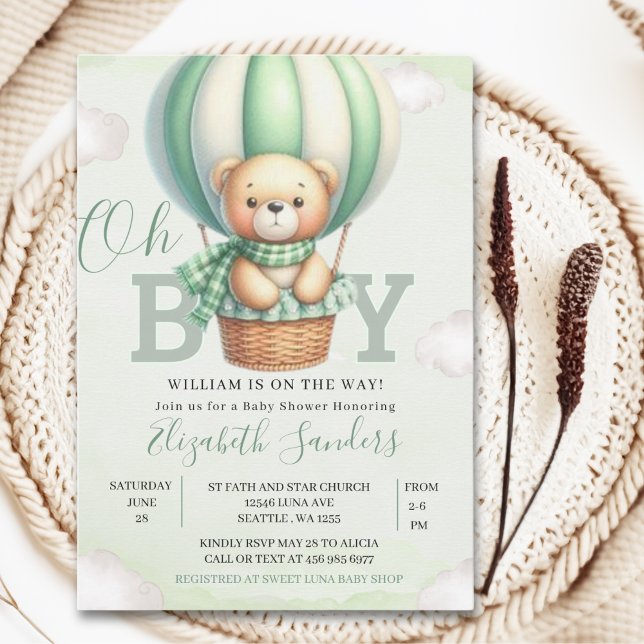Invitación Oh Boy,  Teddy Bear Baby Shower Boy (Subido por el creador)