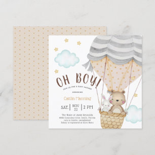 Invitación Oh Boy Teddy Bear Woodland Baby Shower