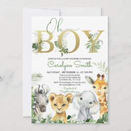 Invitación Oh Boy Tropical Jungle Animals Baby Shower