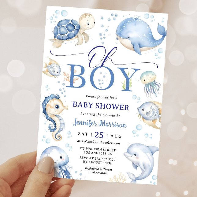 Invitación Oh Boy Under The Sea Ocean Baby Shower Invitation (Subido por el creador)