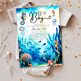 Invitación Oh Boy Under the Sea Seahorse Ocean Baby Shower