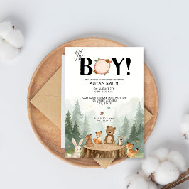 Invitación Oh Boy Watercolor Woodland Animals Baby Shower