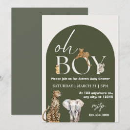 Invitación Oh Boy Wild One Animals Boy Baby Shower