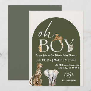 Invitación Oh Boy Wild One Animals Boy Baby Shower
