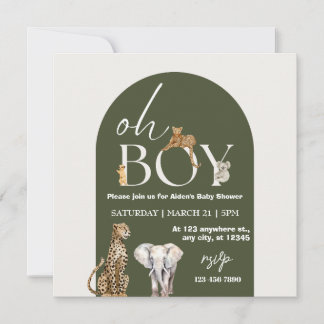 Invitación Oh Boy Wild One Animals Boy Baby Shower