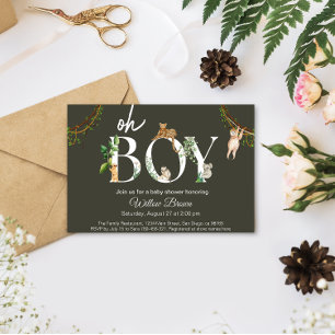 Invitación Oh Boy Wild Safari Animal Jungle Boy Baby Shower