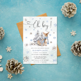 Invitación Oh Boy Winter Deer Baby Shower