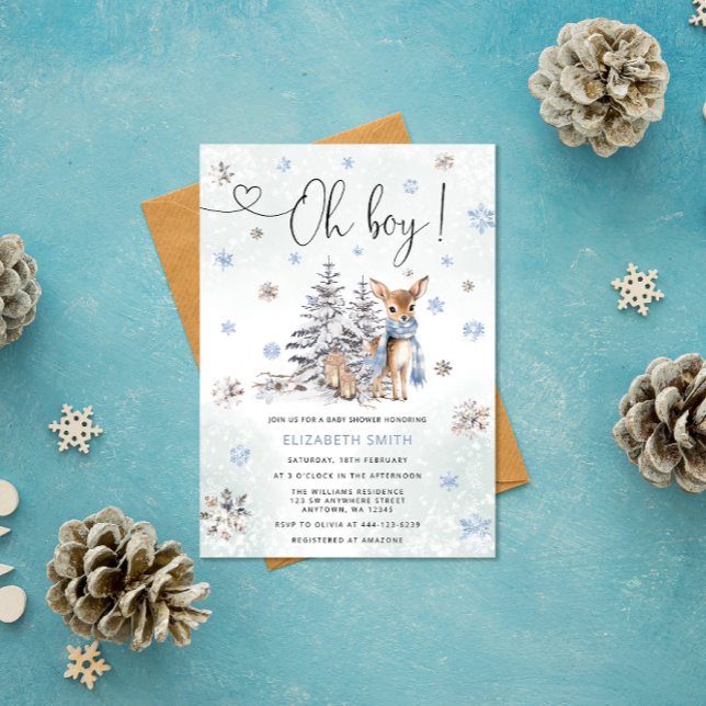Invitación Oh Boy Winter Deer Baby Shower (Subido por el creador)