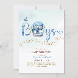 Invitación Oh Boy Winter Theme Twin Baby Shower