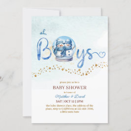 Invitación Oh Boy Winter Theme Twin Baby Shower