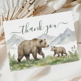 Invitación Oh Boy Woodland Bear Baby Shower Thank You Card