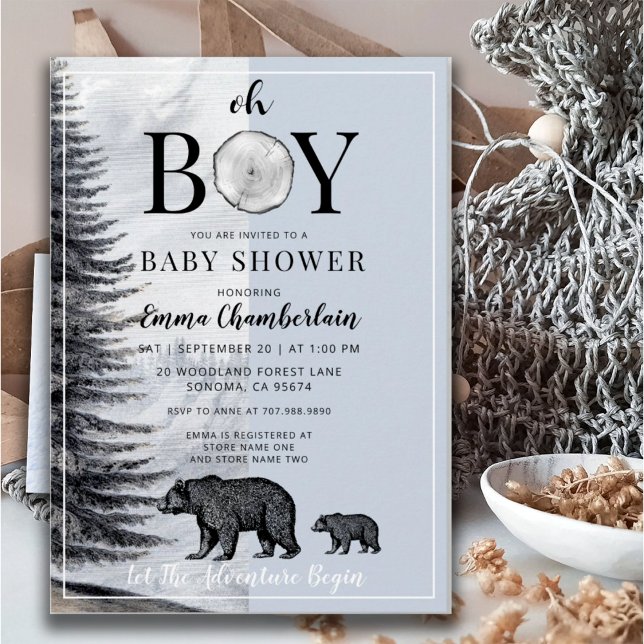Invitación Oh Boy Woodland Bears Boy Baby Shower (Subido por el creador)