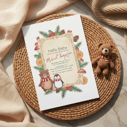 Invitación Oh Boy Woodland Winter Baby Shower Invitation