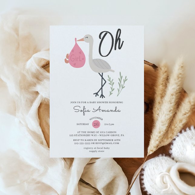 Invitación Oh Chica Baby Shower Minimalista (Subido por el creador)