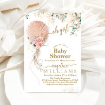 Oh Chica Balón Rosa Floral Eucalyptus Baby Shower