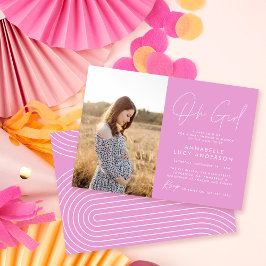 Invitación oh chica bebé ducha brillante rosa elegante foto