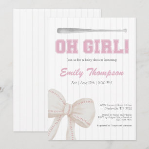 Invitación Oh Chica Béisbol Baby Shower