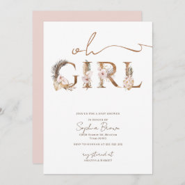 Invitación Oh Chica Boho Chica de Flores Tropicales Baby Show